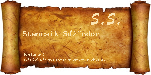 Stancsik Sándor névjegykártya